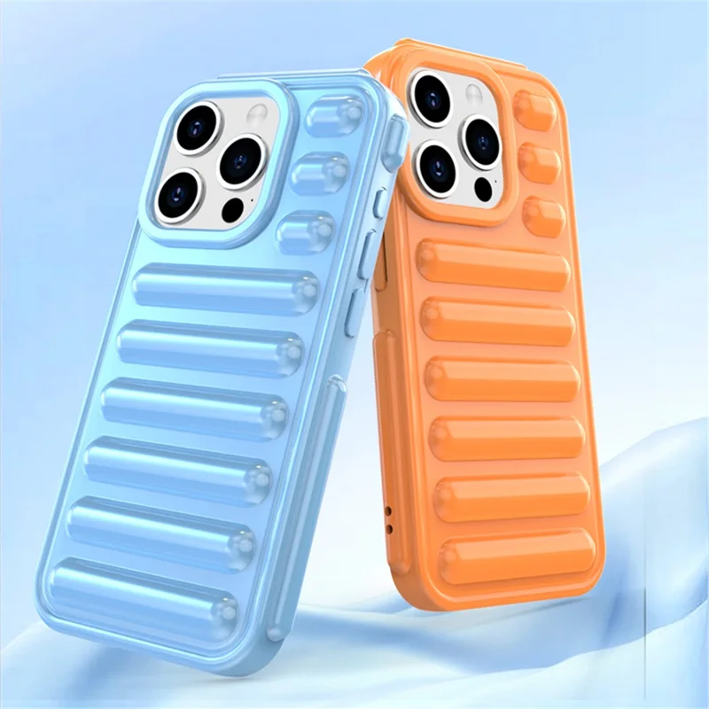 Capsule Series for iPhone 14 Pro Case Anti-drop Ribbed TPU Cover Mobile Phone Accessories   - Orange