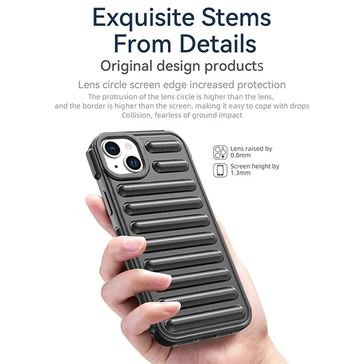 Kapsel-Serie für iPhone 13 Case Soft TPU geripptes Schutzhülle - Schwarz