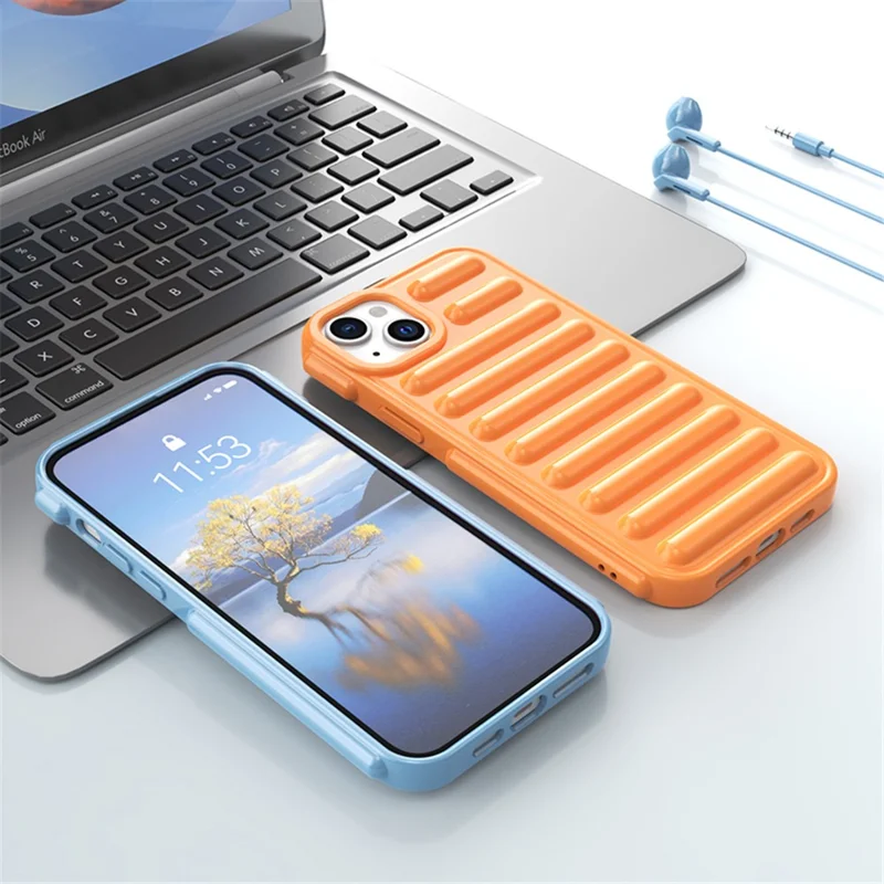 Capsule Series for iPhone 14 Plus Case Anti-drop Ribbed TPU Phone Cover - Blue