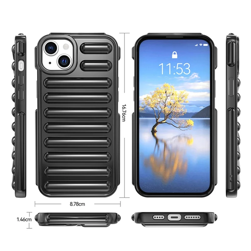 Capsule Series for iPhone 14 Plus Case Anti-drop Ribbed TPU Phone Cover - Blue