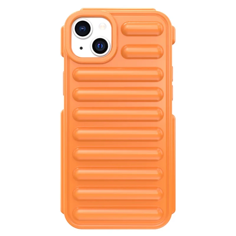 Capa da Série Cápsula para iPhone 15 Capa Ripada de TPU com Absorção de Impacto - Laranja