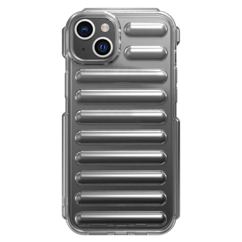 Capsule Series for iPhone 15 Case Ribbed TPU Shock Absorption Phone Cover - Transparent Grey