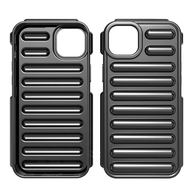 Capsule Series for iPhone 15 Case Ribbed TPU Shock Absorption Phone Cover - Transparent Grey