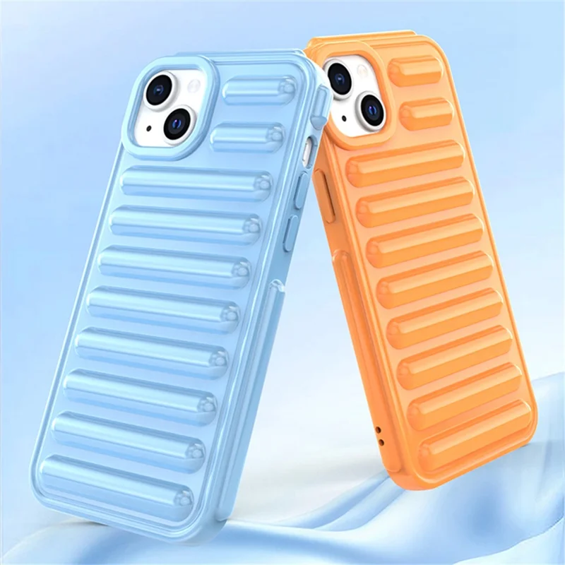 Capsule Series for iPhone 15 Case Ribbed TPU Shock Absorption Phone Cover - Transparent Grey