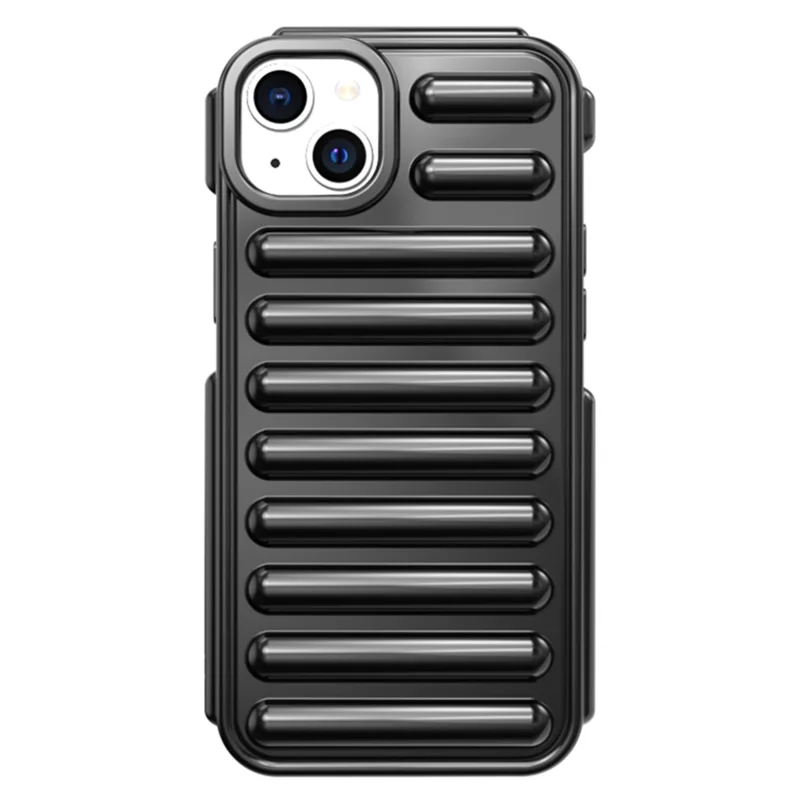 Capsule Series for iPhone 15 Plus TPU Case Ribbed Mobile Phone Protective Cover - Black