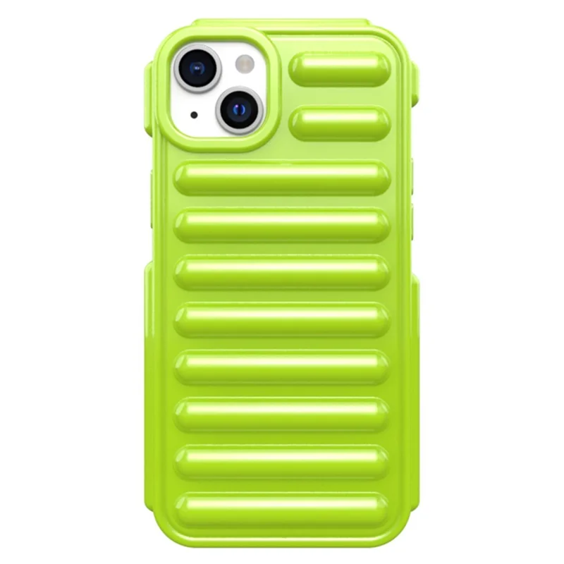 Capsule Series for iPhone 15 Plus TPU Case Ribbed Mobile Phone Protective Cover - Green