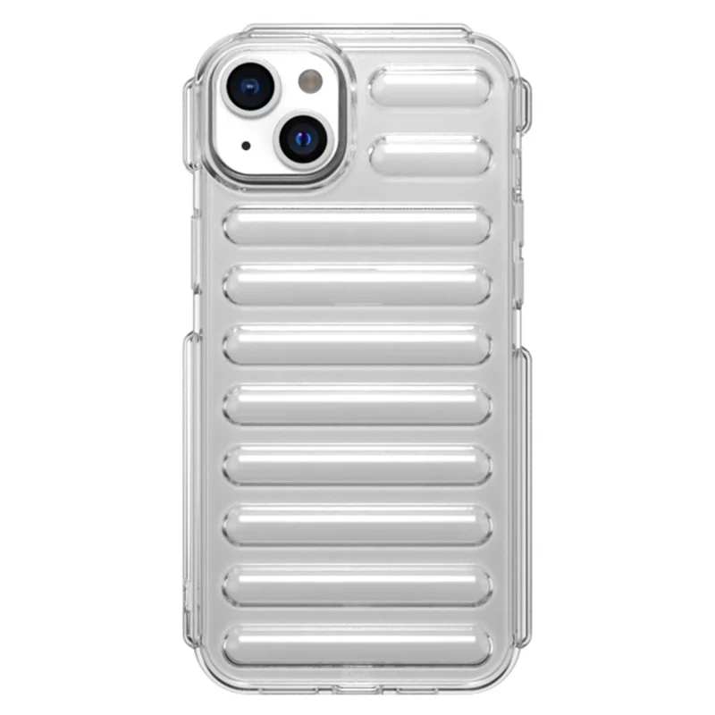 Capsule Series for iPhone 15 Plus TPU Case Ribbed Mobile Phone Protective Cover - Transparent