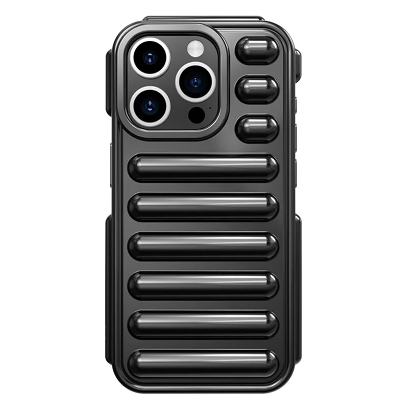 Capsule Series for iPhone 15 Pro Max Case Shockproof Ribbed TPU Phone Cover - Black