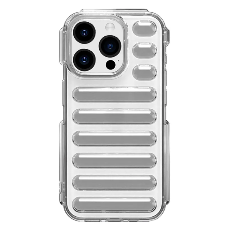Capsule Series for iPhone 15 Pro Max Case Shockproof Ribbed TPU Phone Cover - Transparent