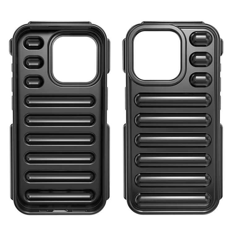 Cápsula Serie para iPhone 13 Pro Max Funda Protectora de TPU Suave con Parte Posterior Estriada - Negro