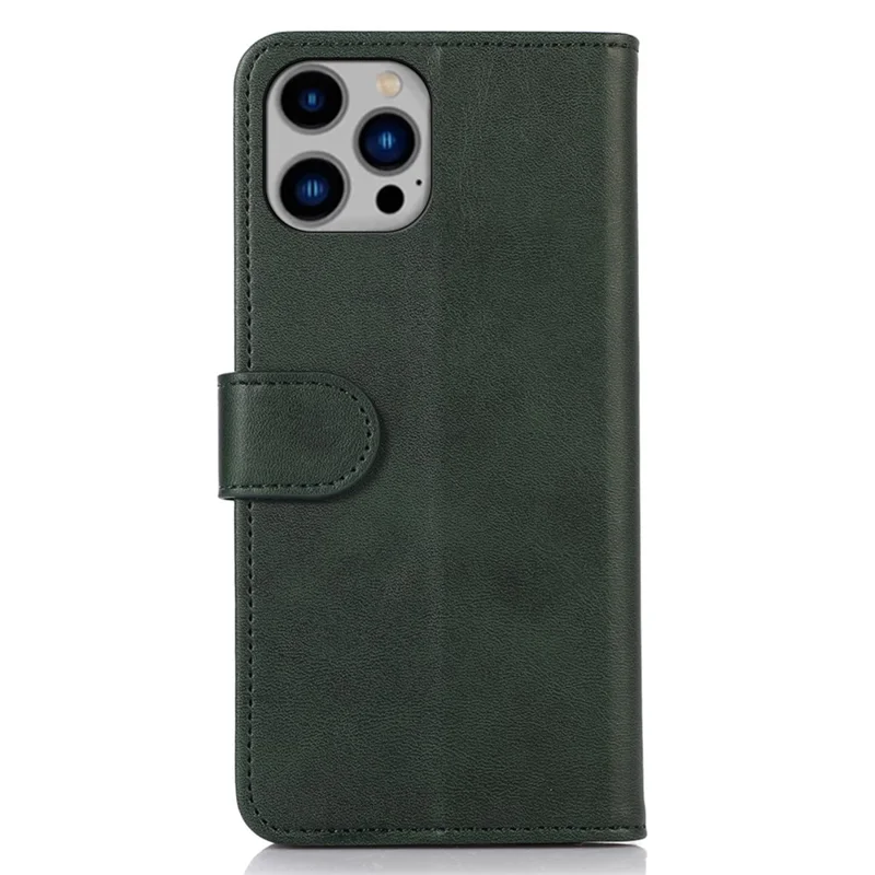 For iPhone 16 Pro Case Cowhide Texture Leather Wallet Phone Leather Cover - Green