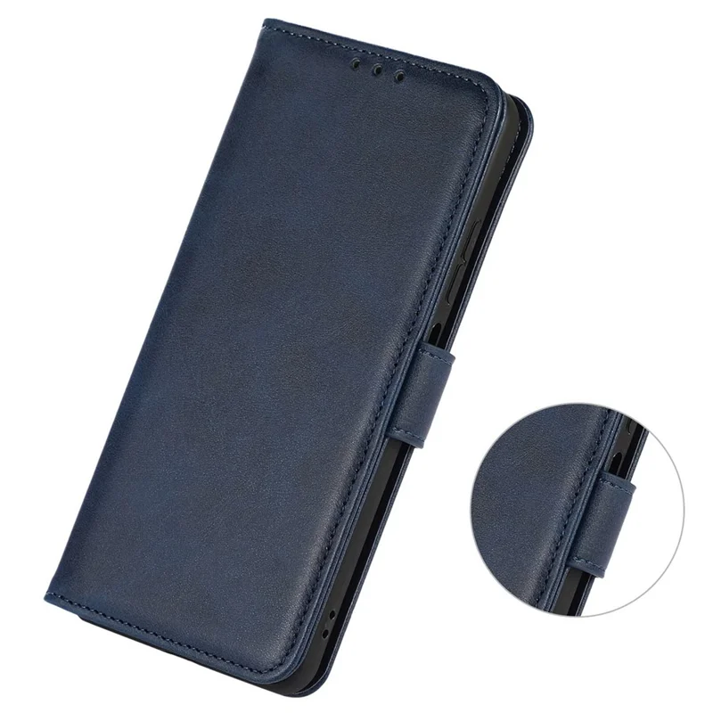 For iPhone 16 Case Cowhide Texture Leather Wallet Phone Cover with Magnetic Clasp - Blue