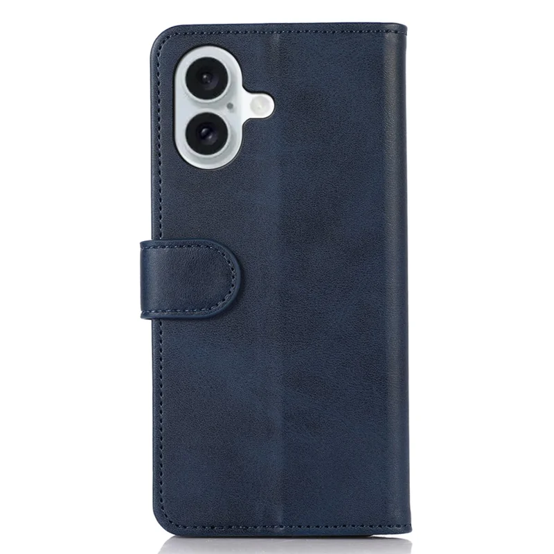 For iPhone 16 Case Cowhide Texture Leather Wallet Phone Cover with Magnetic Clasp - Blue