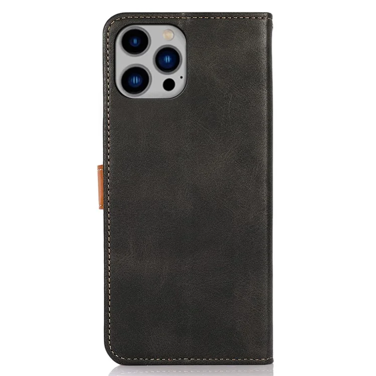 KHAZNEH For iPhone 16 Pro Cases PU Leather Card Holder Phone Cover Mobile Spares Wholesale - Black