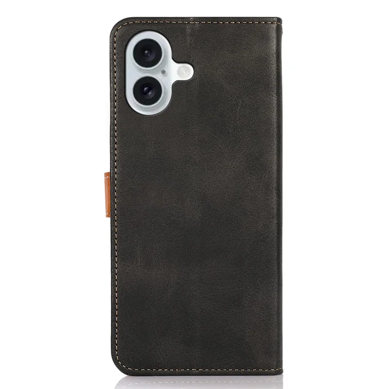 KHAZNEH For iPhone 16 Plus Case PU Leather Wallet Cover with Golden Magnetic Clasp - Black