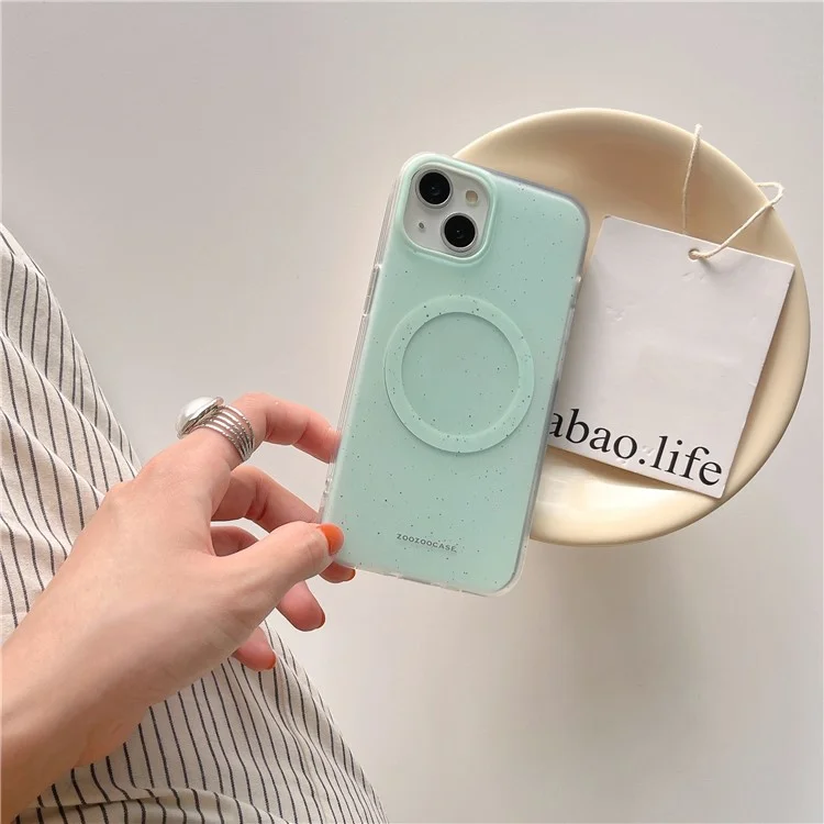 For iPhone 15 Magnetic Case Compatible with MagSafe Dual Layer IMD Spots TPU Phone Cover - Green