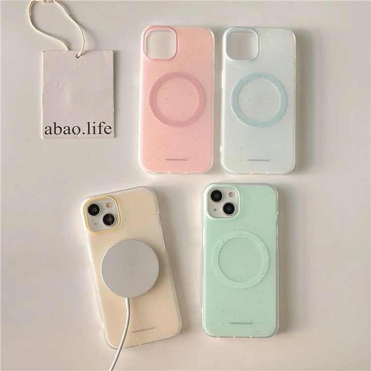 For iPhone 15 Magnetic Case Compatible with MagSafe Dual Layer IMD Spots TPU Phone Cover - Green