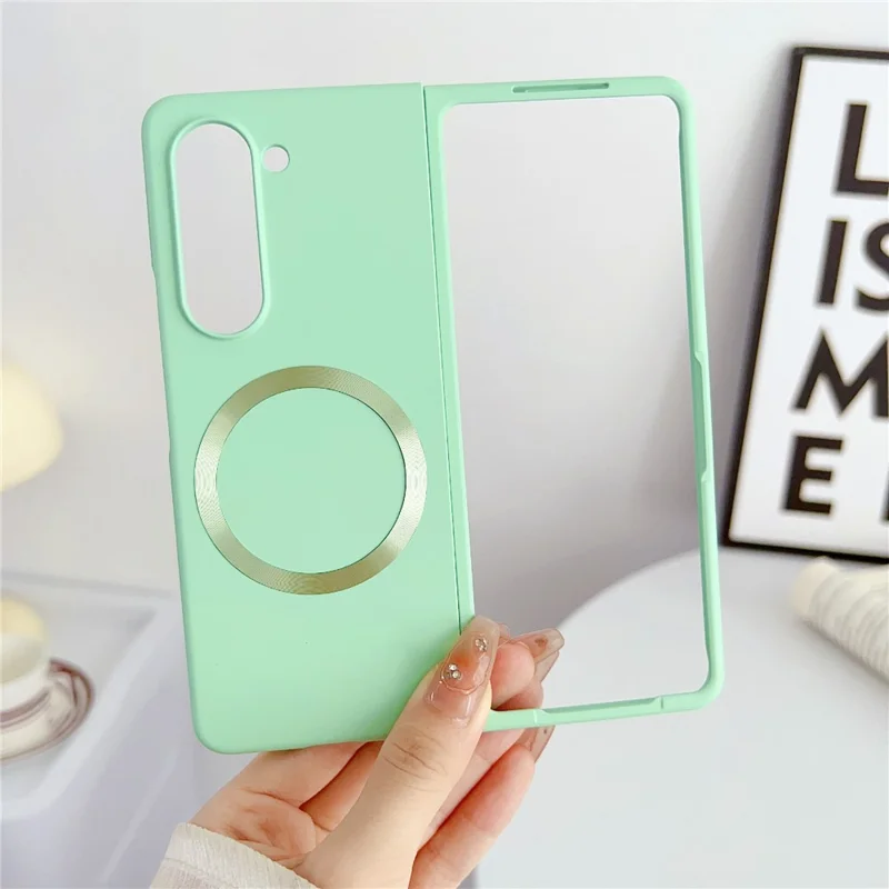 For Samsung Galaxy Z Fold6 5G Magnetic Case Skin-touch PC Hard Phone Cover - Light Green