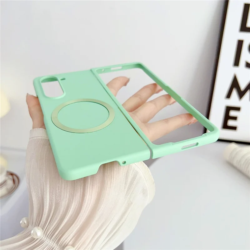 For Samsung Galaxy Z Fold6 5G Magnetic Case Skin-touch PC Hard Phone Cover - Light Green