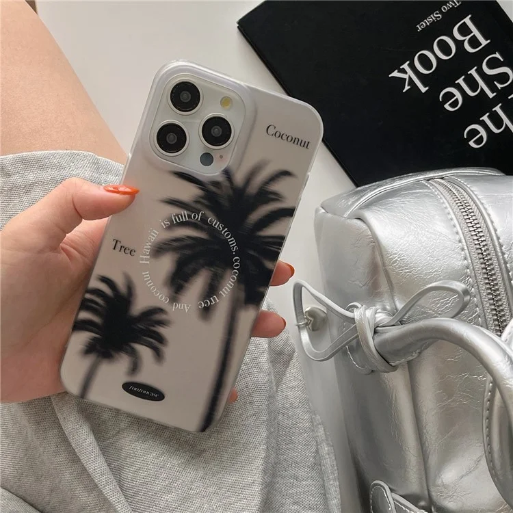 Funda para iPhone 14 Pro Max IMD Negro Coco Árbol TPU Protectora Slim Cover