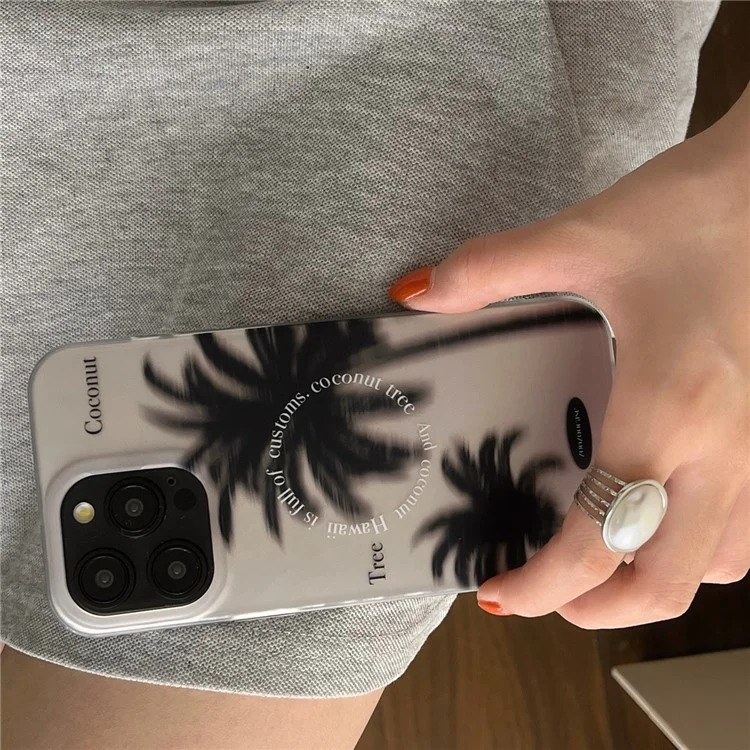 Funda para iPhone 14 Pro Max IMD Negro Coco Árbol TPU Protectora Slim Cover