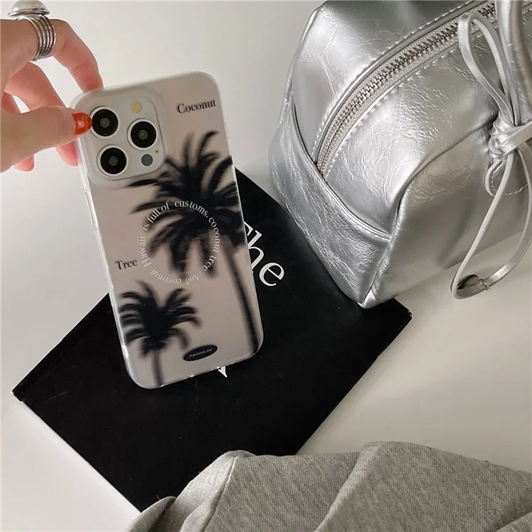 Funda para iPhone 14 Pro Max IMD Negro Coco Árbol TPU Protectora Slim Cover