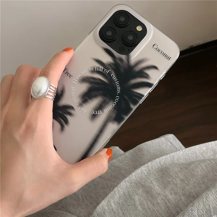 Funda para iPhone 14 Pro Max IMD Negro Coco Árbol TPU Protectora Slim Cover