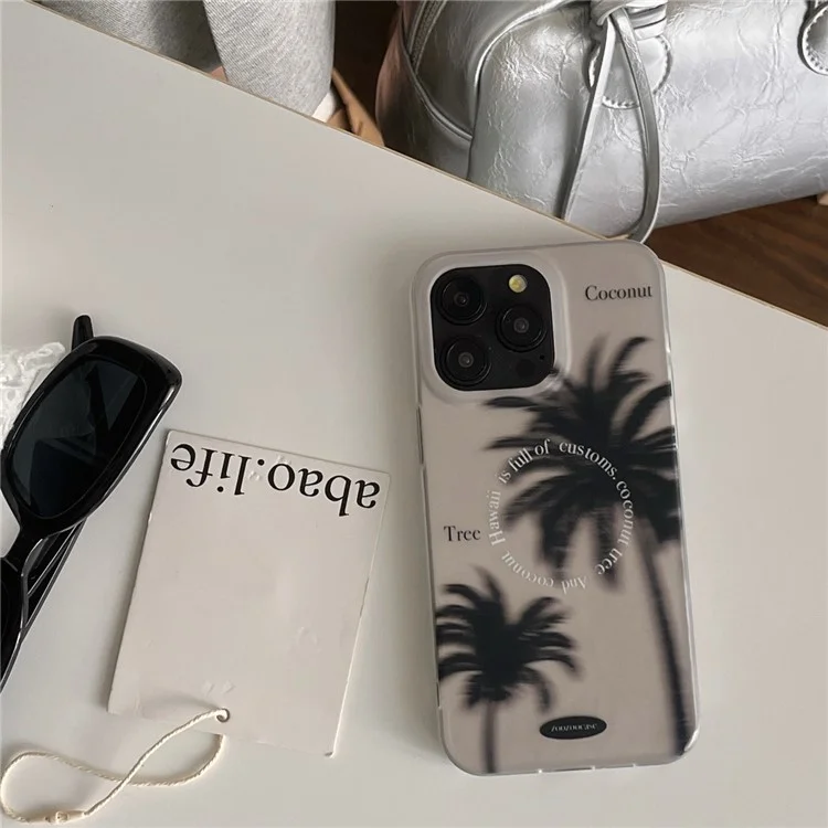 Funda para iPhone 14 Pro Max IMD Negro Coco Árbol TPU Protectora Slim Cover