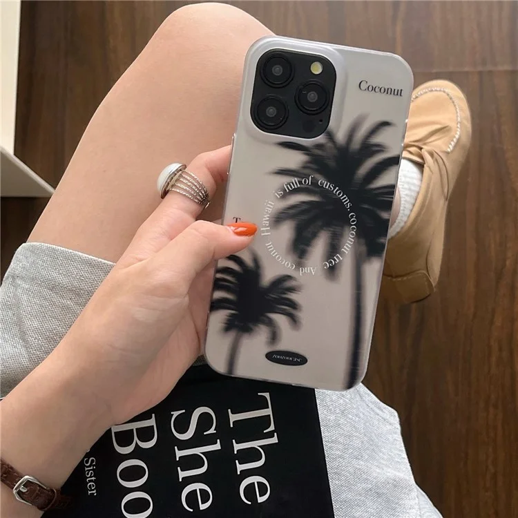 Funda para iPhone 14 Pro Max IMD Negro Coco Árbol TPU Protectora Slim Cover