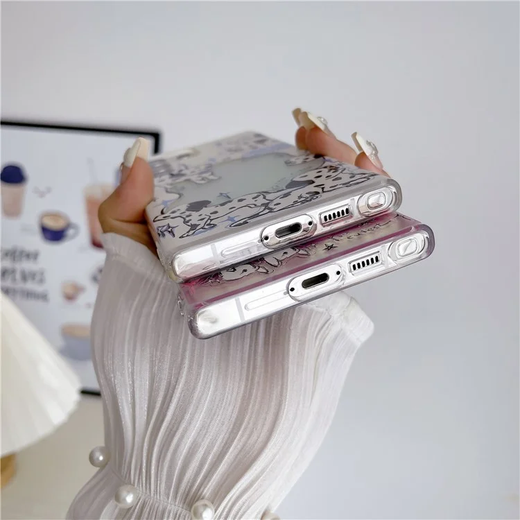 For Samsung Galaxy S23 Ultra Case Pet Dog Pattern Laser TPU Phone Cover - Pink