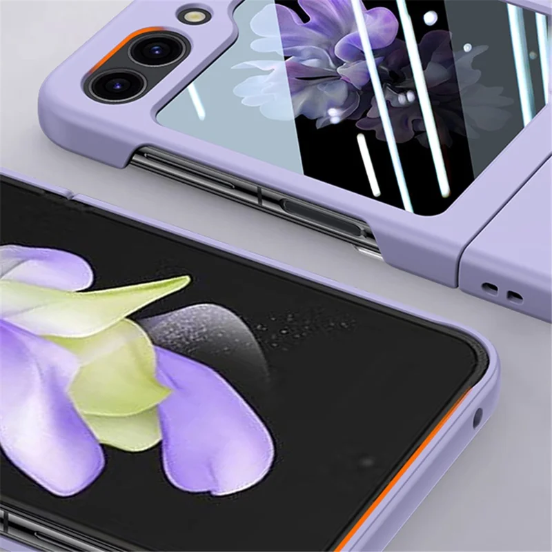 For Samsung Galaxy Z Flip7 FE 5G / Z Flip6 5G Case Large Window Hard PC Phone Cover with Small Screen Film - White