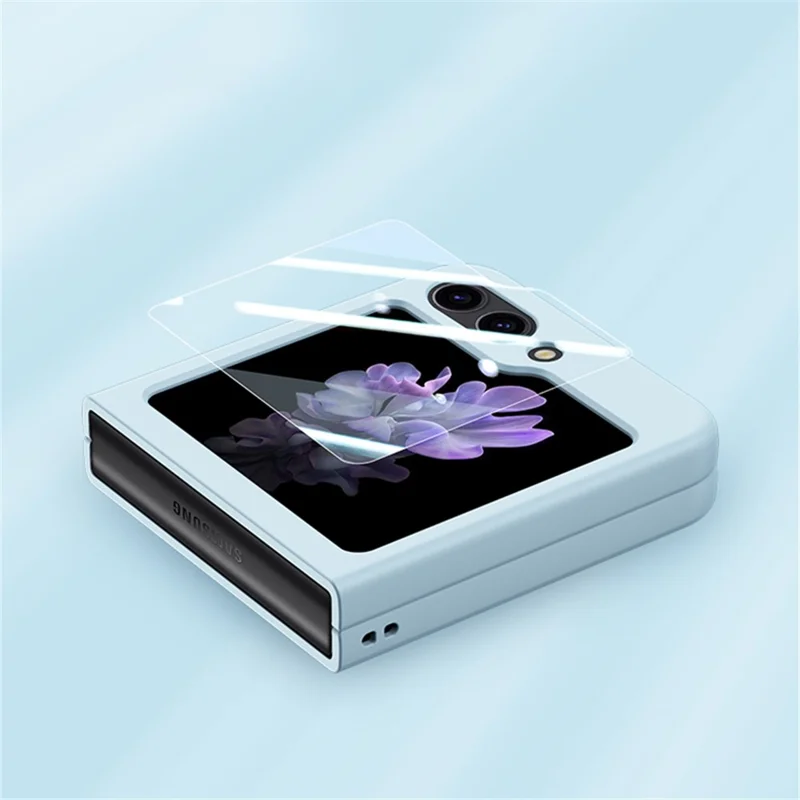 For Samsung Galaxy Z Flip7 FE 5G / Z Flip6 5G Case Large Window Hard PC Phone Cover with Small Screen Film - White
