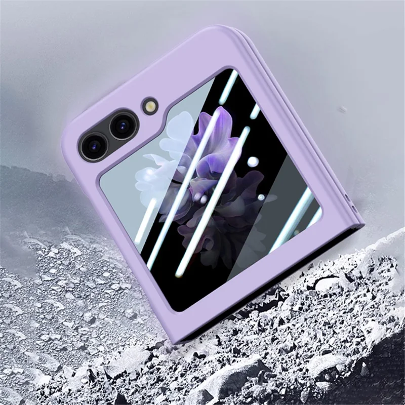 Per Samsung Galaxy Z Flip6 5G Case Large Window Hard PC Phone Cover con Small Screen Film - Dark Blue