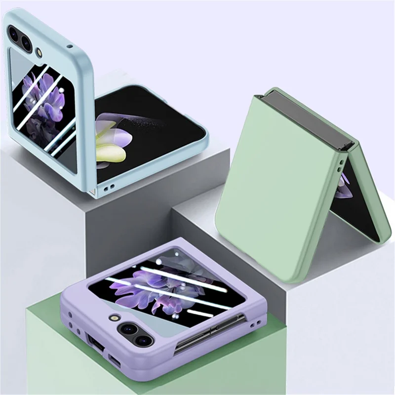 Per Samsung Galaxy Z Flip6 5G Case Large Window Hard PC Phone Cover con Small Screen Film - Dark Blue