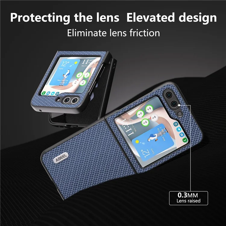 ABEEL Per Samsung Galaxy Z Flip6 5G Case Texture in fibra di carbonio Cover protettiva per telefono - Baby Blue