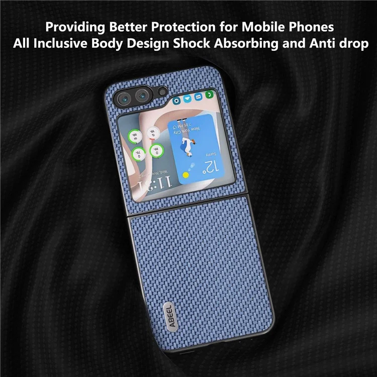 ABEEL Per Samsung Galaxy Z Flip6 5G Case Texture in fibra di carbonio Cover protettiva per telefono - Baby Blue