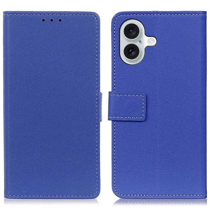 For iPhone 16 Plus Stand Case Protective Leather Wallet Phone Cover - Blue