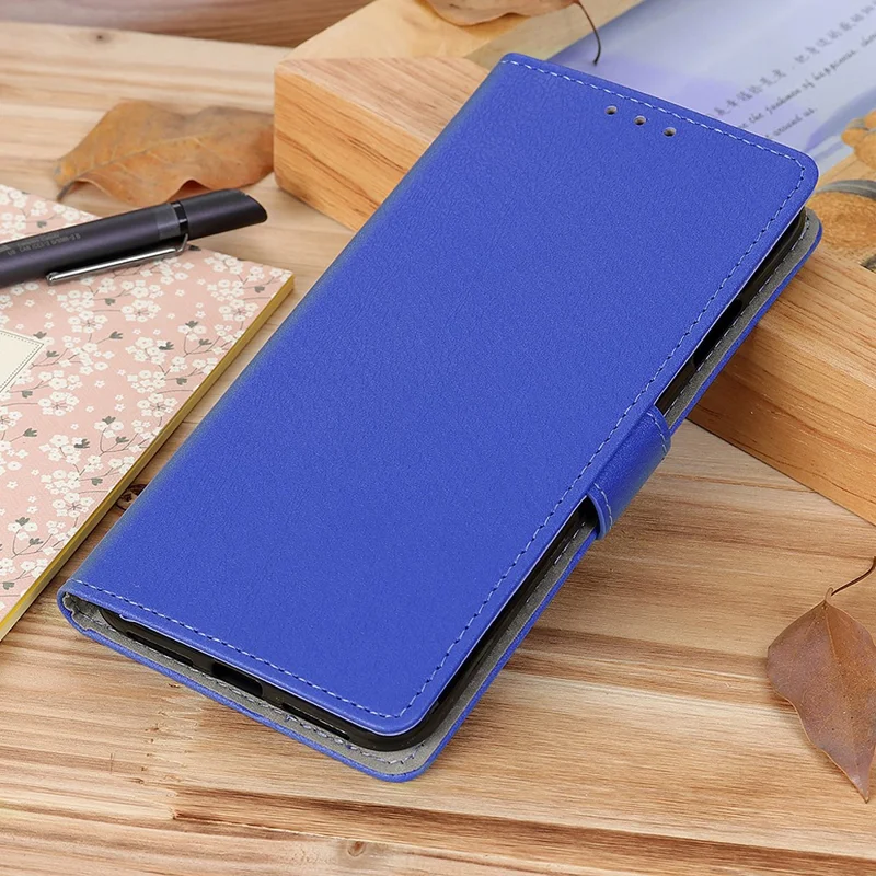 For iPhone 16 Plus Stand Case Protective Leather Wallet Phone Cover - Blue