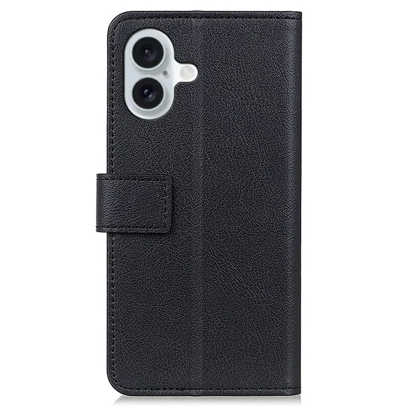 For iPhone 16 Case PU Leather Wallet Card Slots Folio Flip Phone Cover - Black