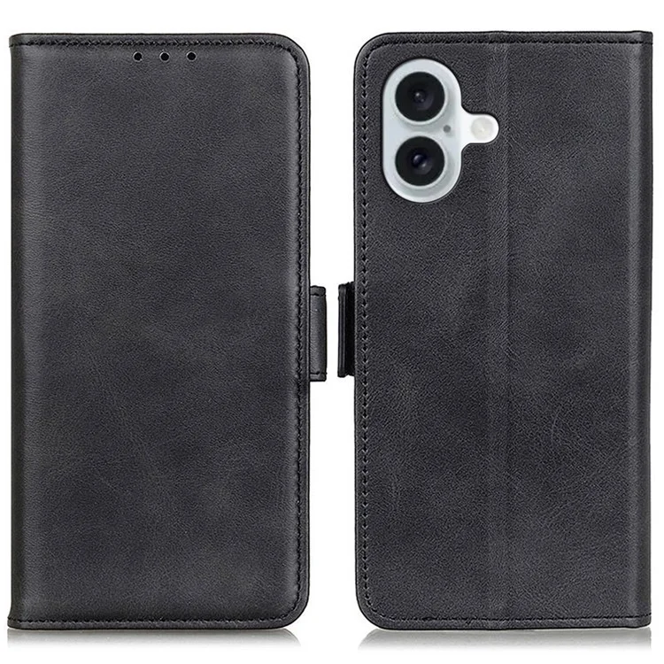 For iPhone 16 Plus Custodia in Pelle PU Portafoglio Custodia per Telefono con Chiusura Magnetica Laterale - Nero