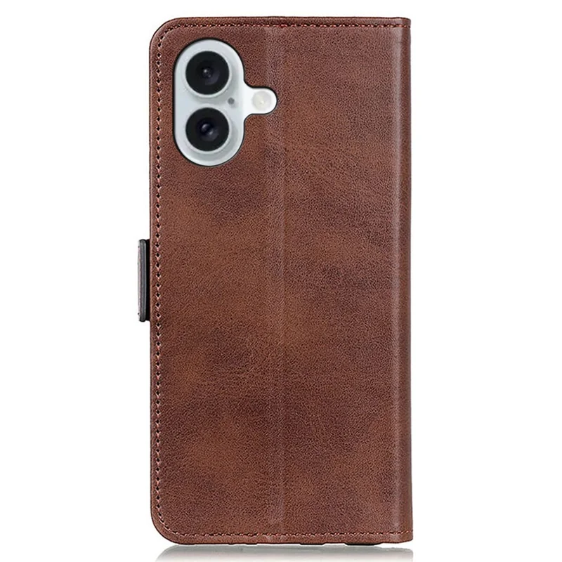 For iPhone 16 Plus Case PU Leather Wallet Phone Cover with Side Magnetic Clasp - Brown