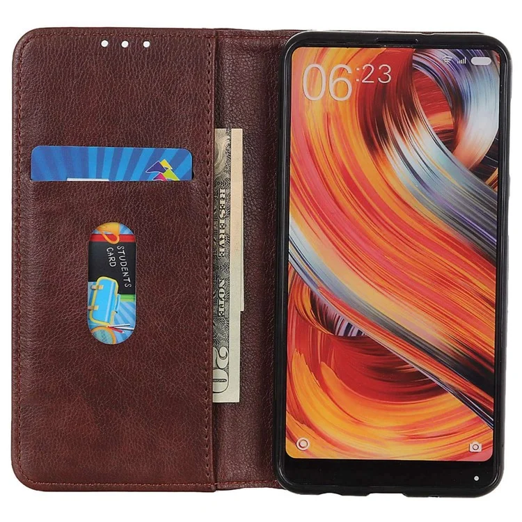 Custodia per iPhone 16 Pro Max in vera pelle divisa con chiusura magnetica automatica - Marrone