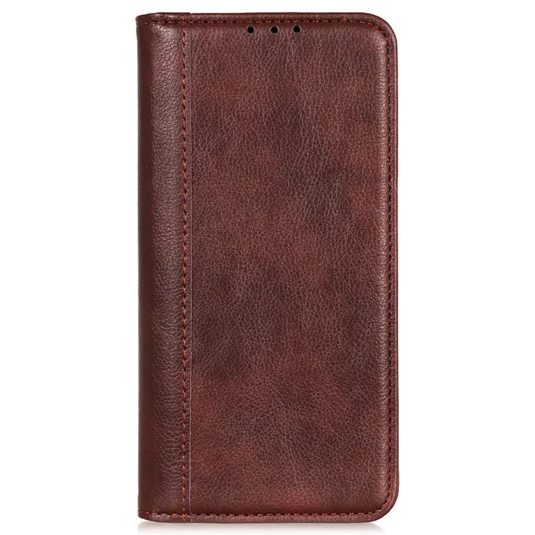 Custodia per iPhone 16 Pro Max in vera pelle divisa con chiusura magnetica automatica - Marrone