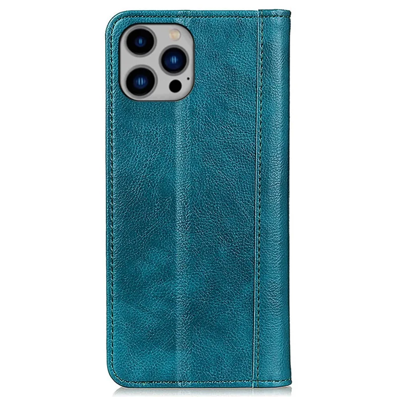 For iPhone 16 Pro Max Case Split Leather Magnetic Auto Closing Wallet Phone Cover - Green