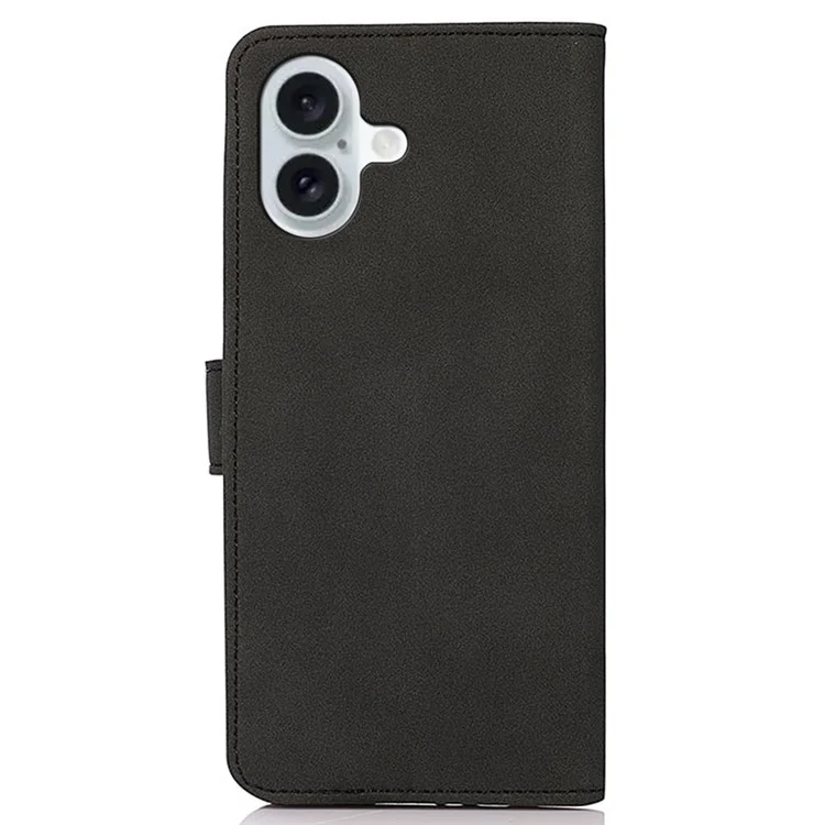 KHAZNEH Pour iPhone 16 Plus Étui en Suède Texture Portefeuille Housse en Cuir - Noir