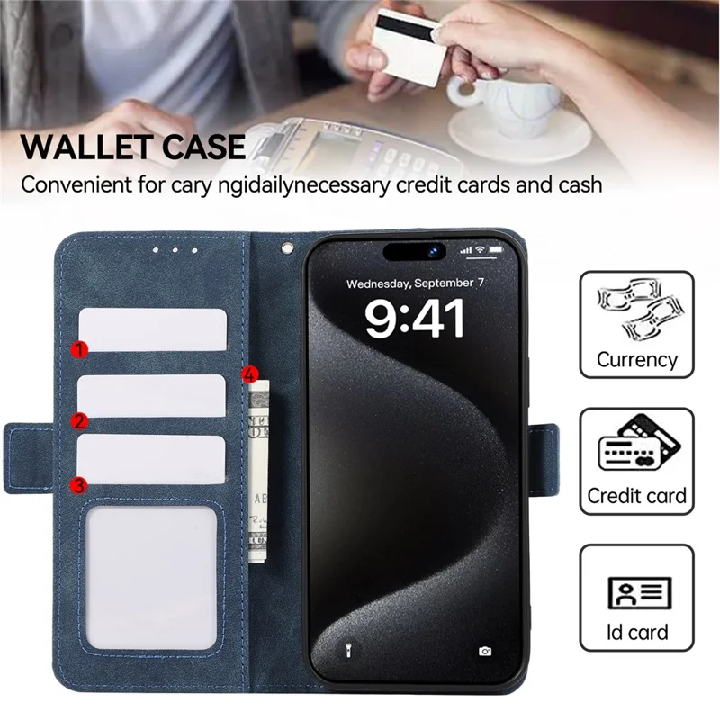 ABEEL For iPhone 16 Pro Max Case Magnetic Protect RFID Blocking Leather Phone Cover - Blue