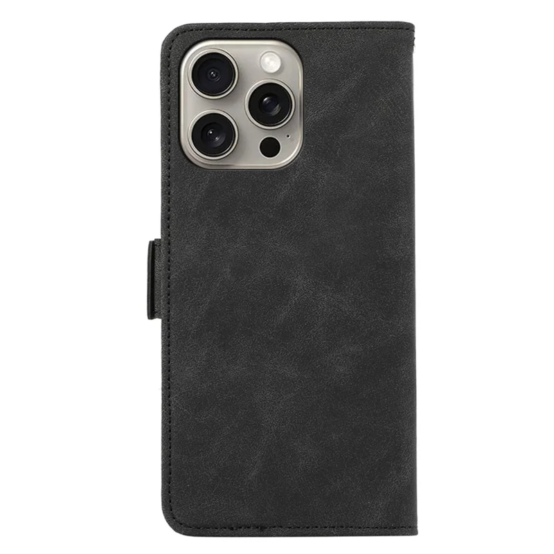 ABEEL til iPhone 16 Pro Case PU-læder Folio stående syn RFID-blokerende telefondæksel - Sort