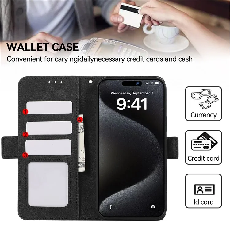 ABEEL For iPhone 16 Plus Case Side Magnetic Closure Card Slots RFID Blocking Phone Cover - Nero