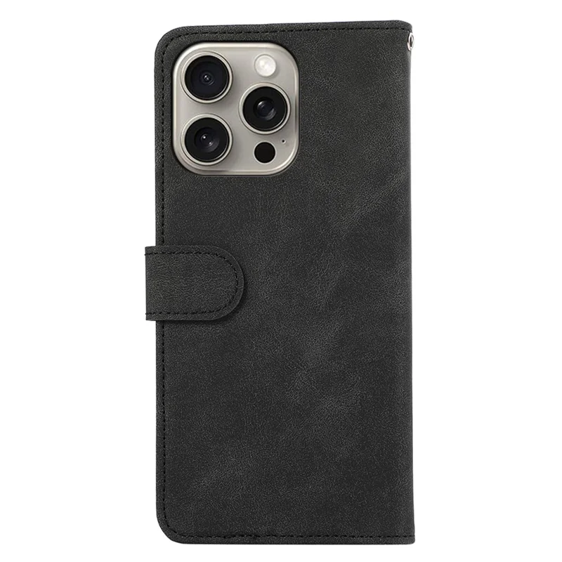 ABEEL Para iPhone 16 Pro Max Caso de Couro RFID Bloqueando Anti-Scratch Carteira Capa de Telefone - Preto