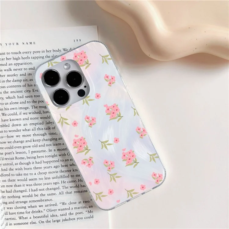 For iPhone 15 Pro Cover Butterfly and Flower IMD Pattern PC+TPU Cell Phone Case - Gradient